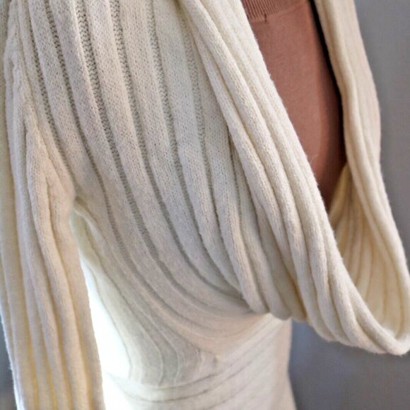 Women's Cable Knit Sweater Dress Short Sleeve Ivory Size S - Picture 6 of 16